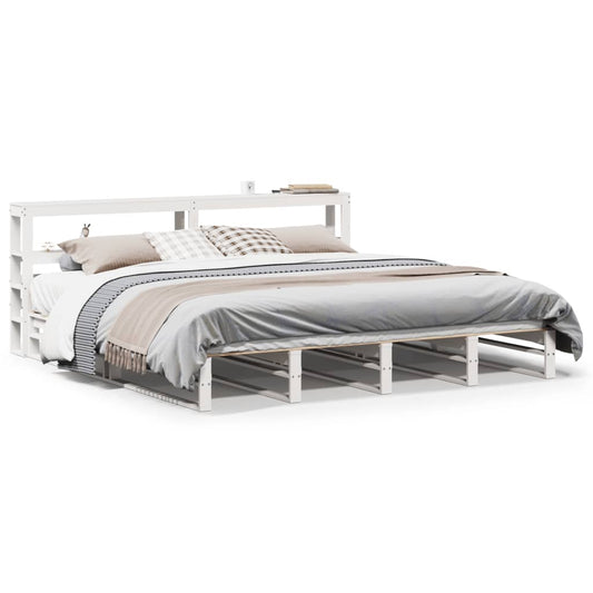Bed Frame without Mattress White 180x200 cm Super King Solid Wood Pine