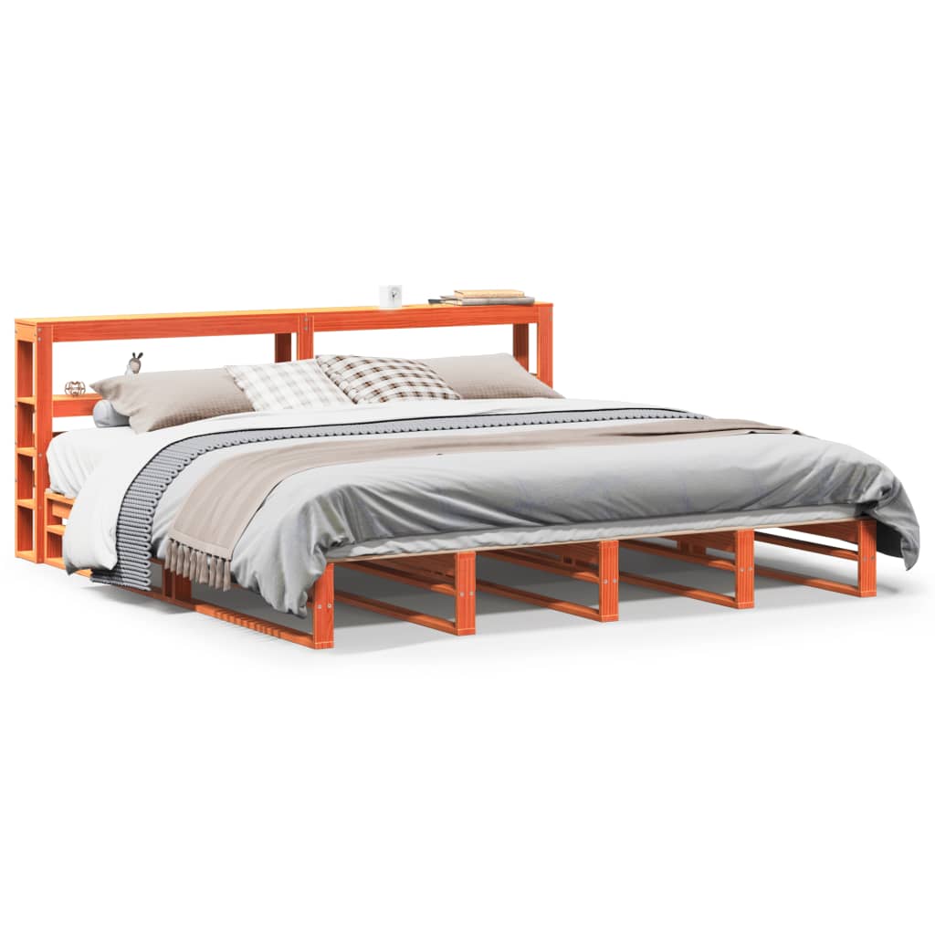 Bed Frame without Mattress Wax Brown 180x200 cm Super King Solid Wood Pine