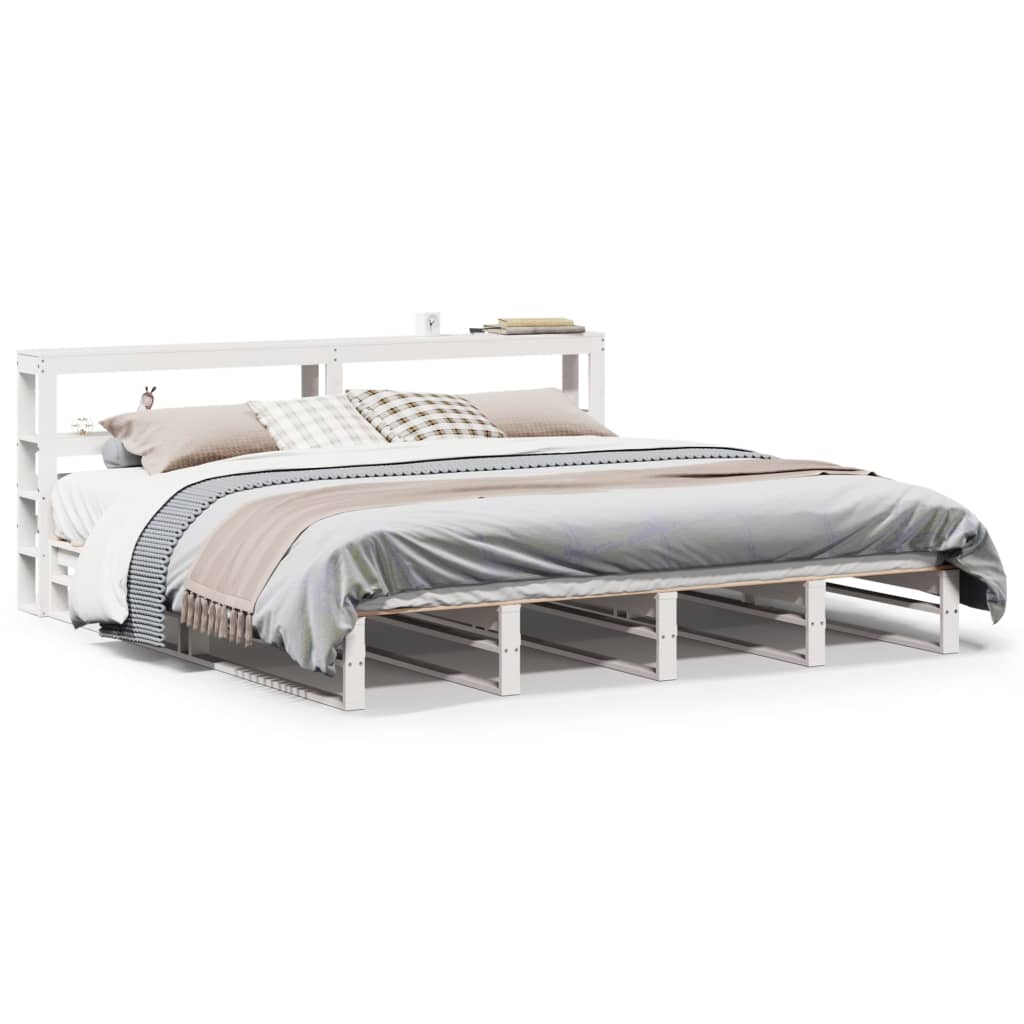 Bed Frame without Mattress White 200x200 cm Solid Wood Pine