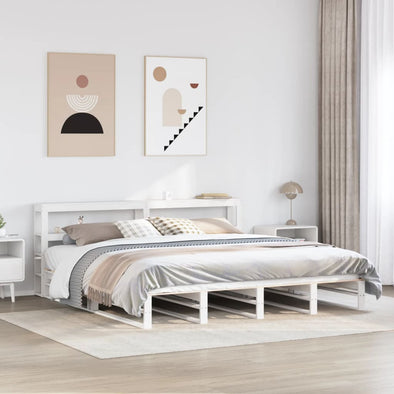 Bed Frame without Mattress White 200x200 cm Solid Wood Pine