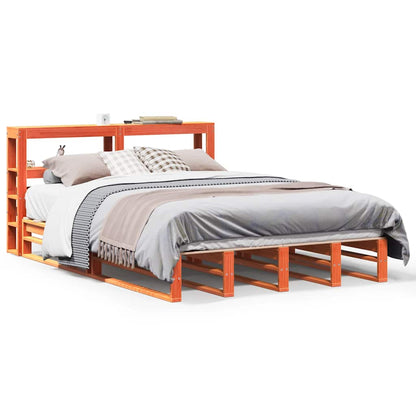 Bed Frame without Mattress Wax Brown 140x190 cm Solid Wood Pine