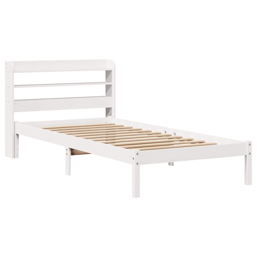 Bed Frame without Mattress White 75x190 cm Small Single Solid Wood Pine