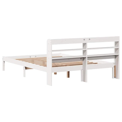 Bed Frame without Mattress White 135x190 cm Double Solid Wood Pine