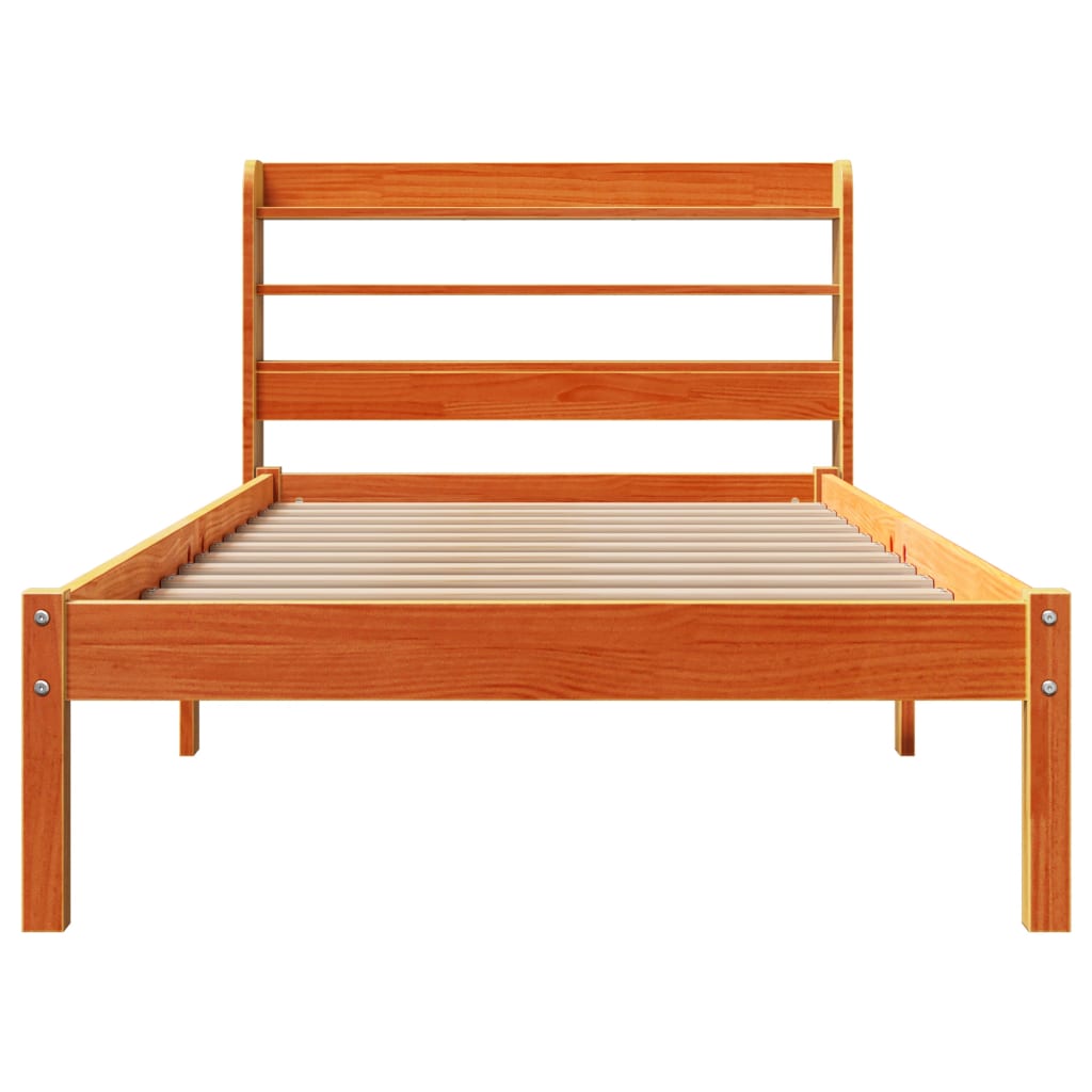 Bed Frame with Headboard without Mattress Wax Brown 100x200 cm