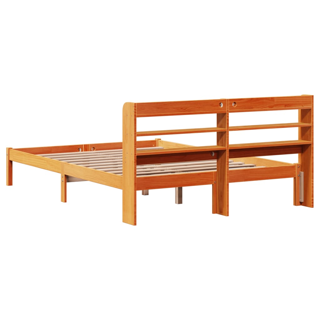 Bed Frame with Headboard without Mattress Wax Brown 120x200 cm