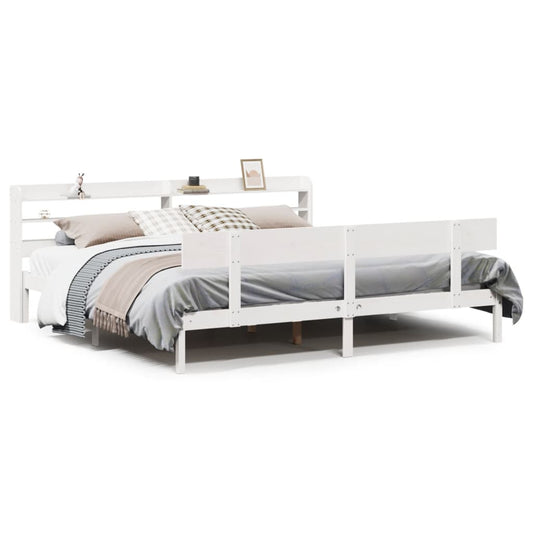 Bed Frame without Mattress White 180x200 cm Super King Solid Wood Pine