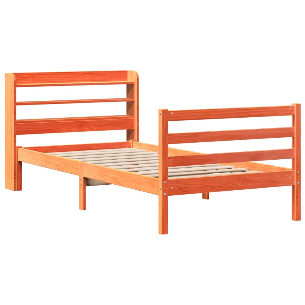 Bed Frame without Mattress Wax Brown 75x190 cm Small Single Solid Wood Pine