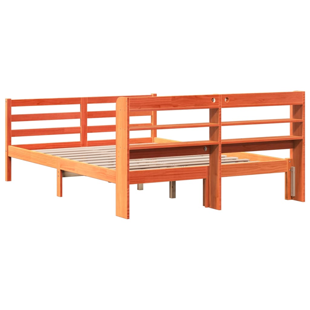 Bed Frame without Mattress Wax Brown 120x190 cm Small Double Solid Wood Pine