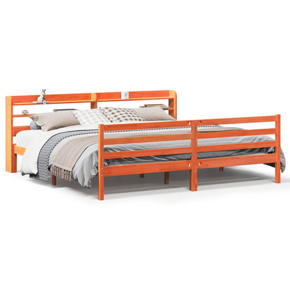 Bed Frame without Mattress Wax Brown 200x200 cm Solid Wood Pine