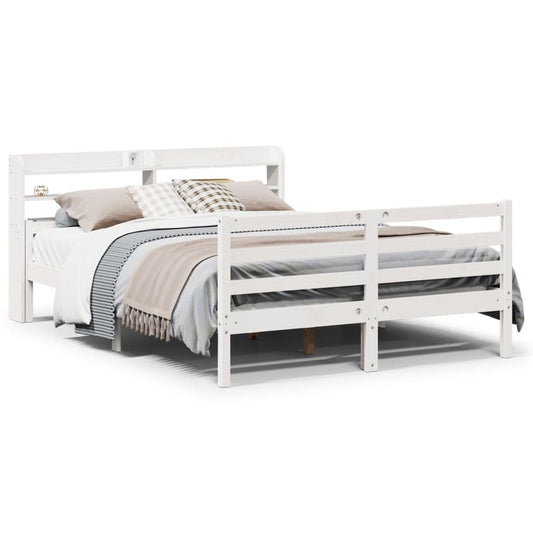 Bed Frame with Headboard without Mattress White 135x190 cm Double