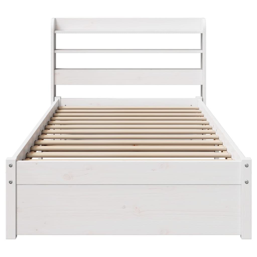 Bed Frame with Headboard without Mattress White 75x190 cm
