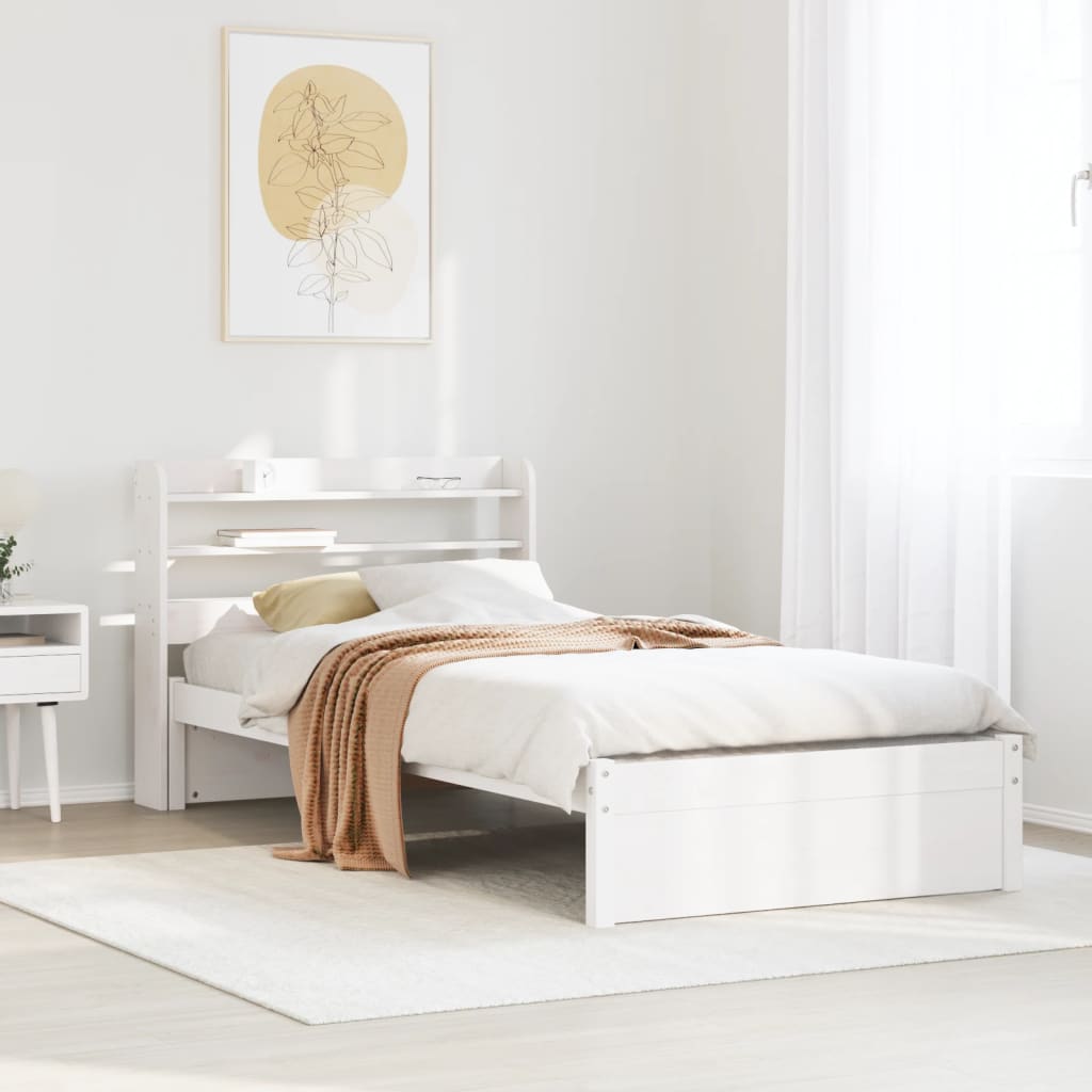 Bed Frame with Headboard without Mattress White 75x190 cm