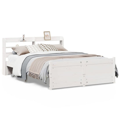 Bed Frame | White | Solid pine wood, Plywood | 140x190 cm | Bed Frame