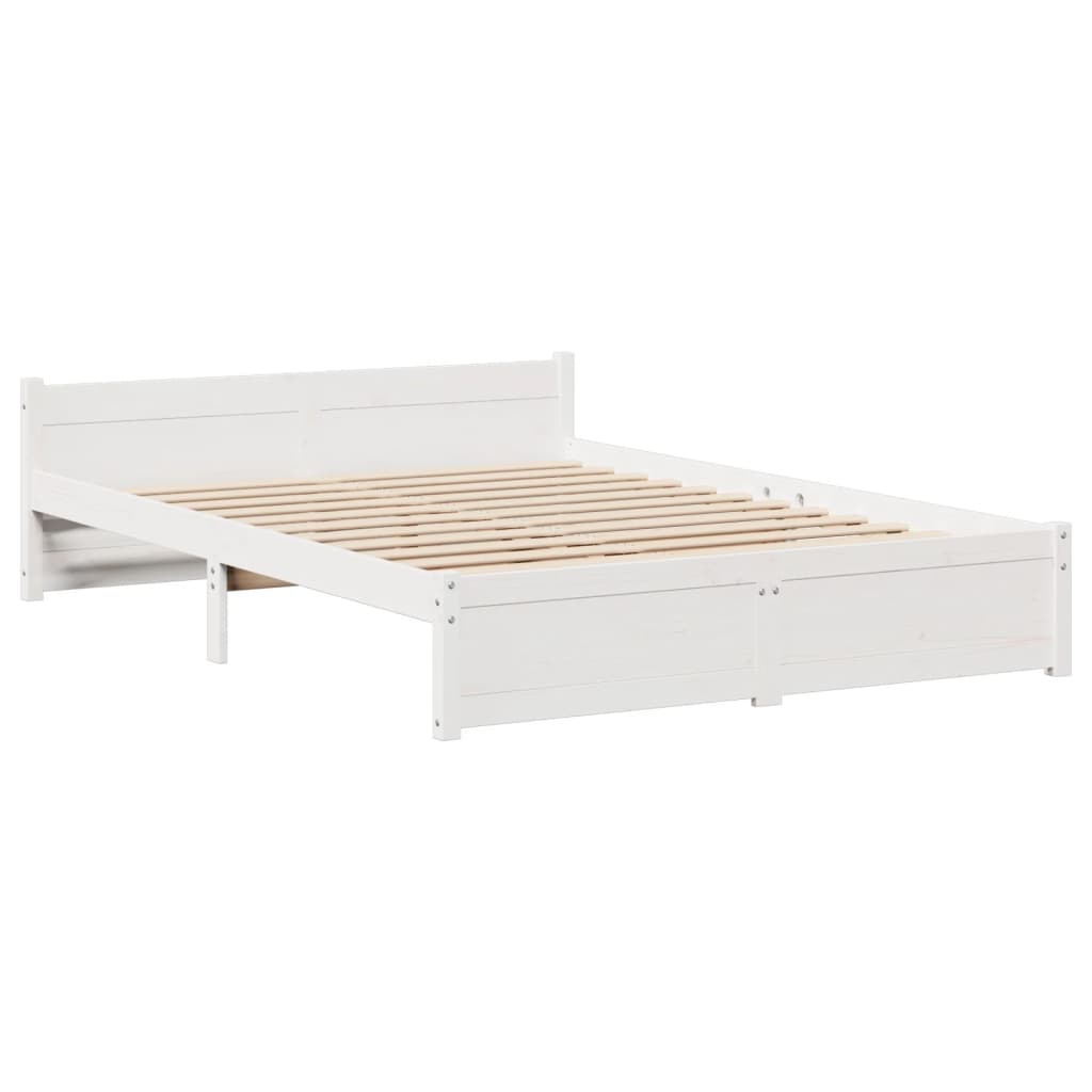 Bed Frame | White | Solid pine wood, Plywood | 140x190 cm | Bed Frame