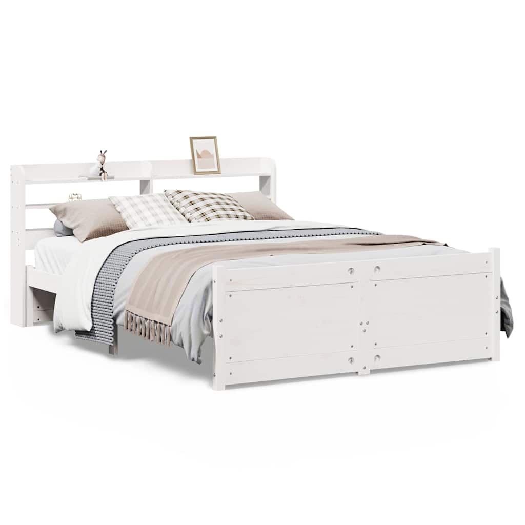 Bed Frame with Headboard without Mattress White 140x200 cm
