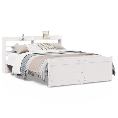 Bed Frame with Headboard without Mattress White 140x200 cm