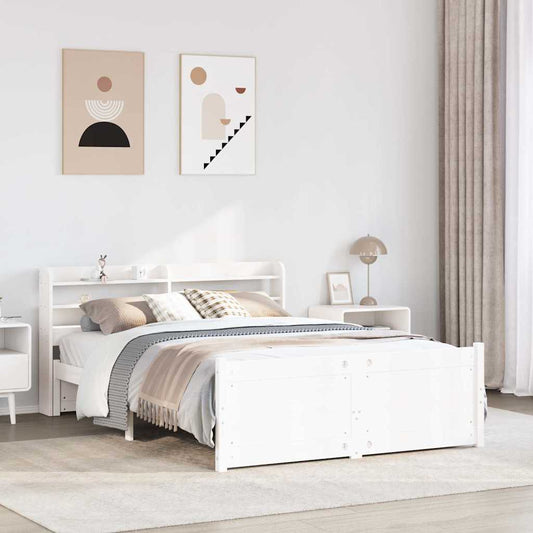 Bed Frame with Headboard without Mattress White 140x200 cm