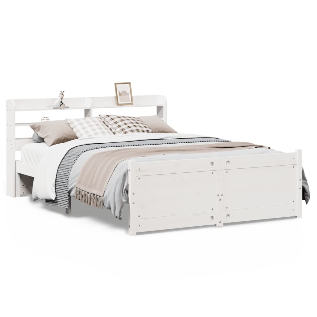 Bed Frame with Headboard without Mattress White 160x200 cm
