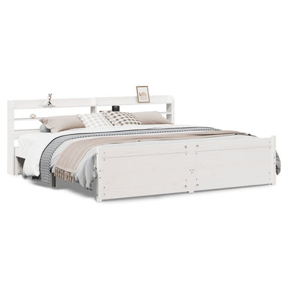 Bed Frame with Headboard without Mattress White 180x200 cm Super King