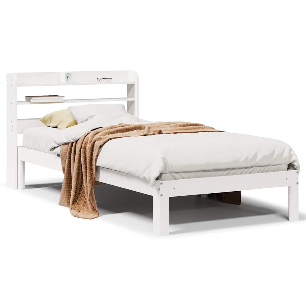 Bed Frame with Headboard without Mattress White 90x200 cm
