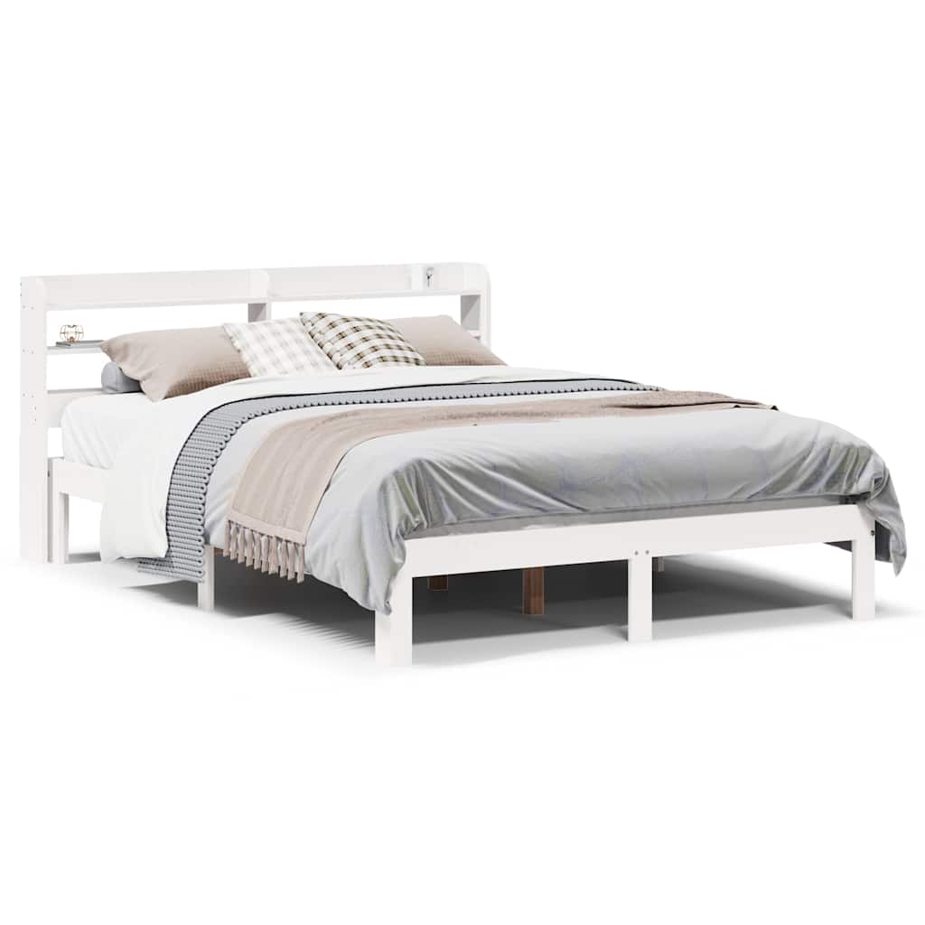 Bed Frame with Headboard without Mattress White 150x200 cm King Size