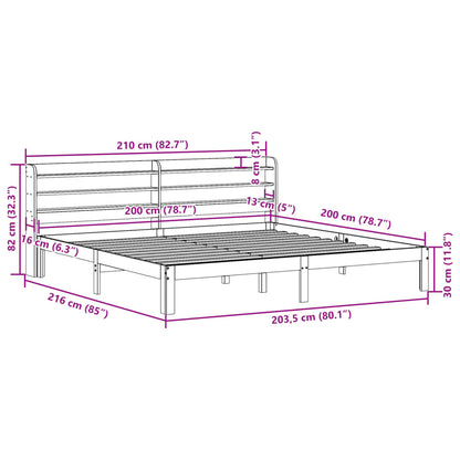 Bed Frame with Headboard without Mattress White 200x200 cm