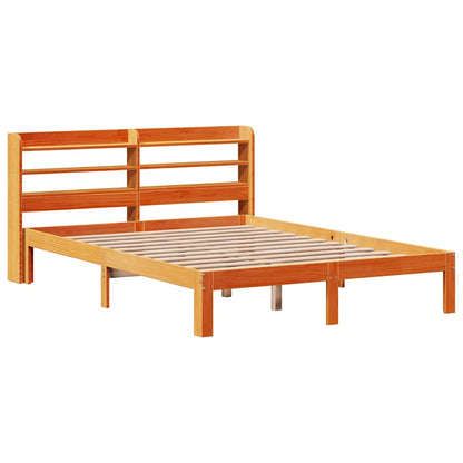 Bed Frame without Mattress Wax Brown 140x200 cm Solid Wood Pine