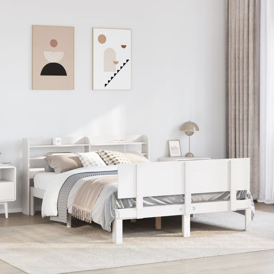 Bed Frame with Headboard without Mattress White 150x200 cm