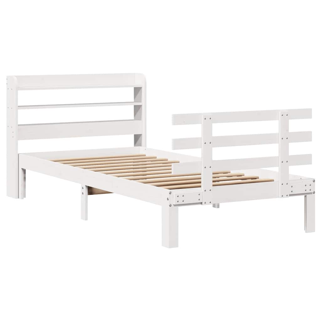 Bed Frame | White | Solid pine wood, Plywood | Small Single | Modern