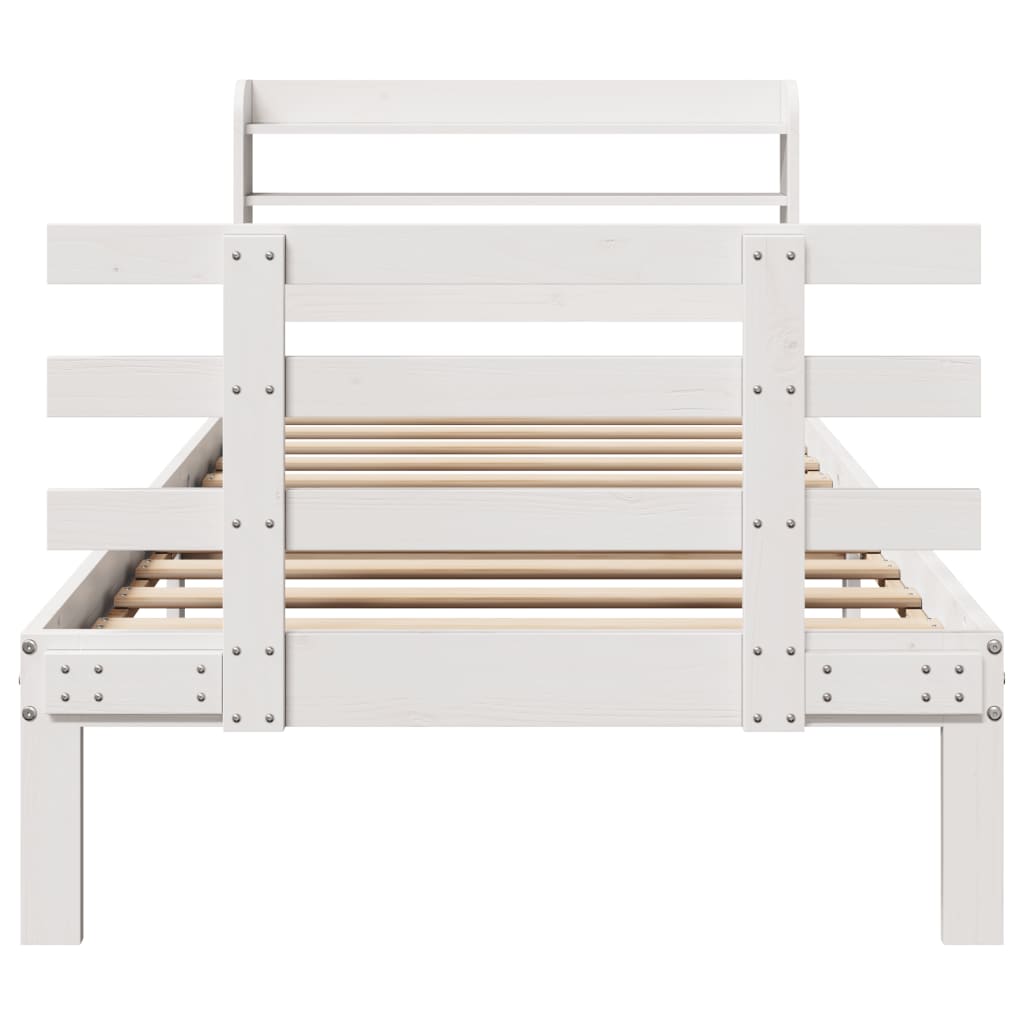 Bed Frame with Headboard without Mattress White 90x190 cm Single