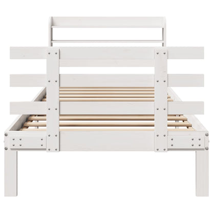 Bed Frame with Headboard without Mattress White 90x190 cm Single