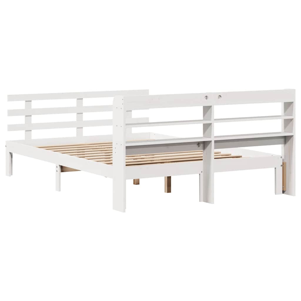 Bed Frame with Headboard without Mattress White 120x190 cm Small Double