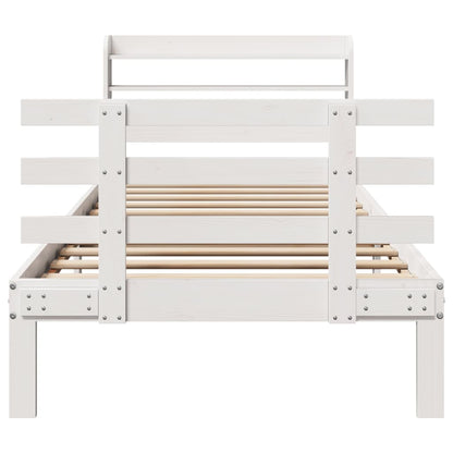 Bed Frame with Headboard without Mattress White 90x200 cm