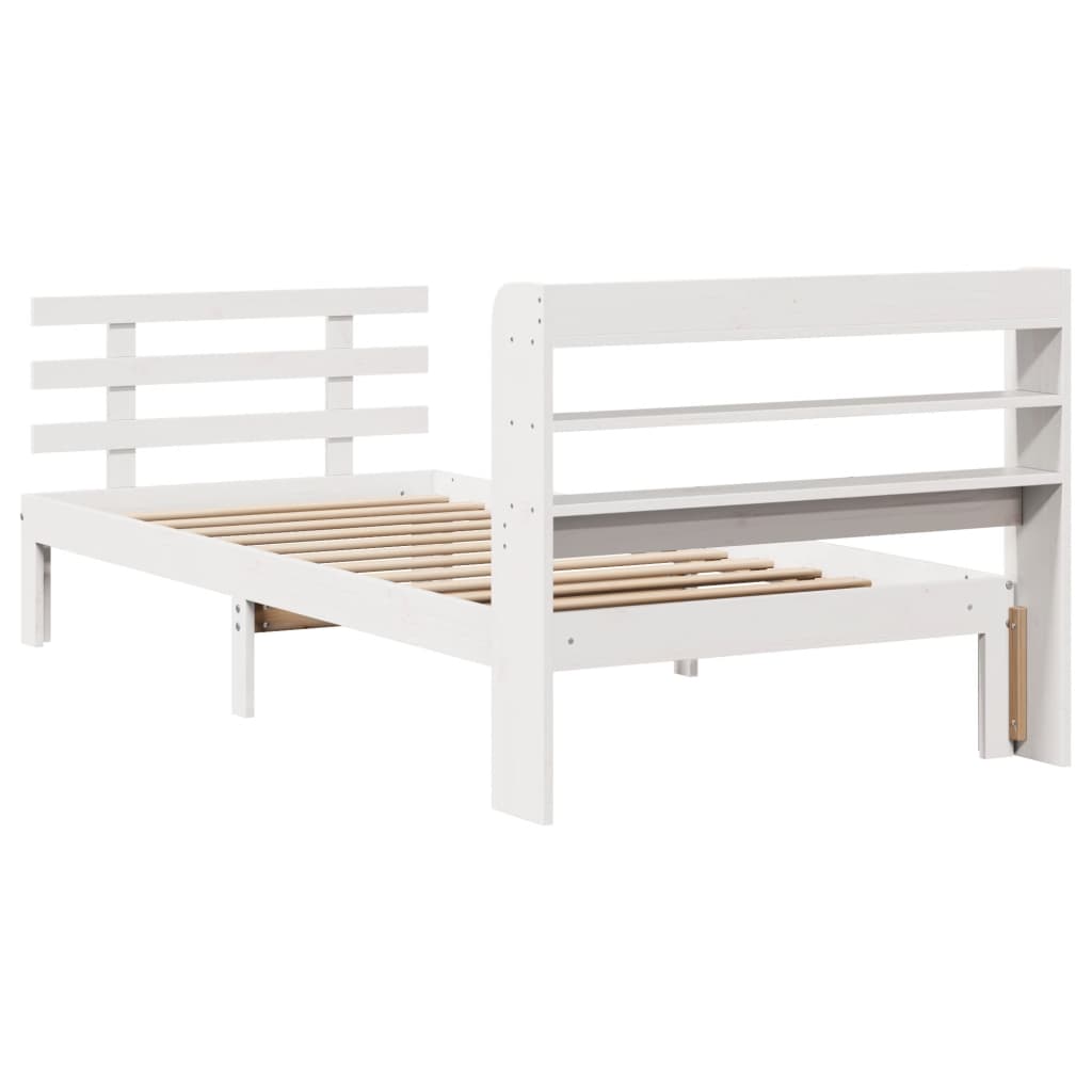 Bed Frame with Headboard without Mattress White 100x200 cm