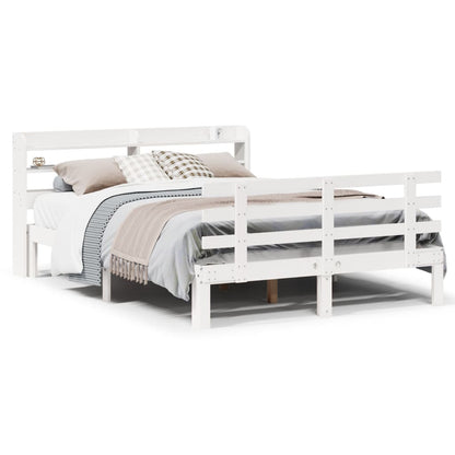 Bed Frame | White | Solid pine wood | Double | Bed Frame | Rectangular