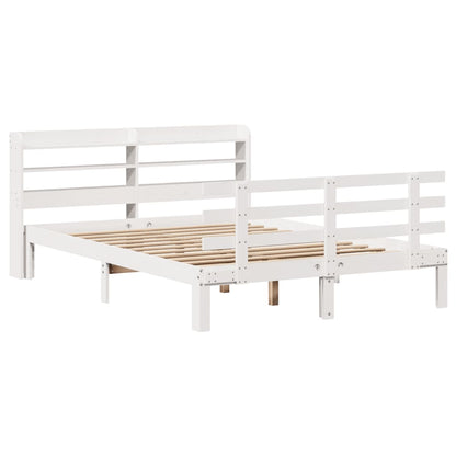 Bed Frame | White | Solid pine wood | Double | Bed Frame | Rectangular