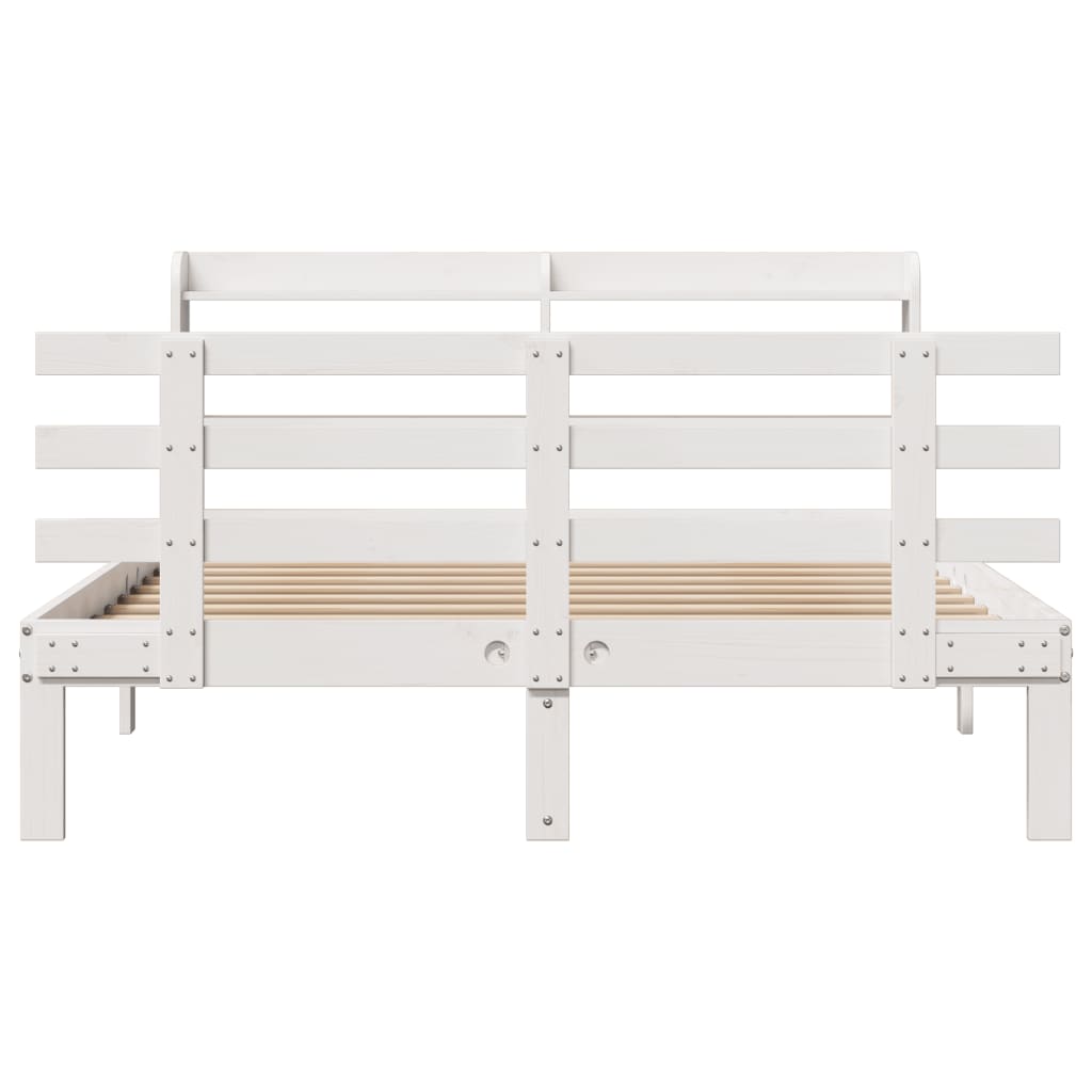 Bed Frame | White | Solid pine wood | Double | Bed Frame | Rectangular
