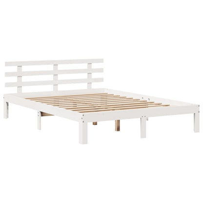 Bed Frame | White | Solid pine wood | Double | Bed Frame | Rectangular