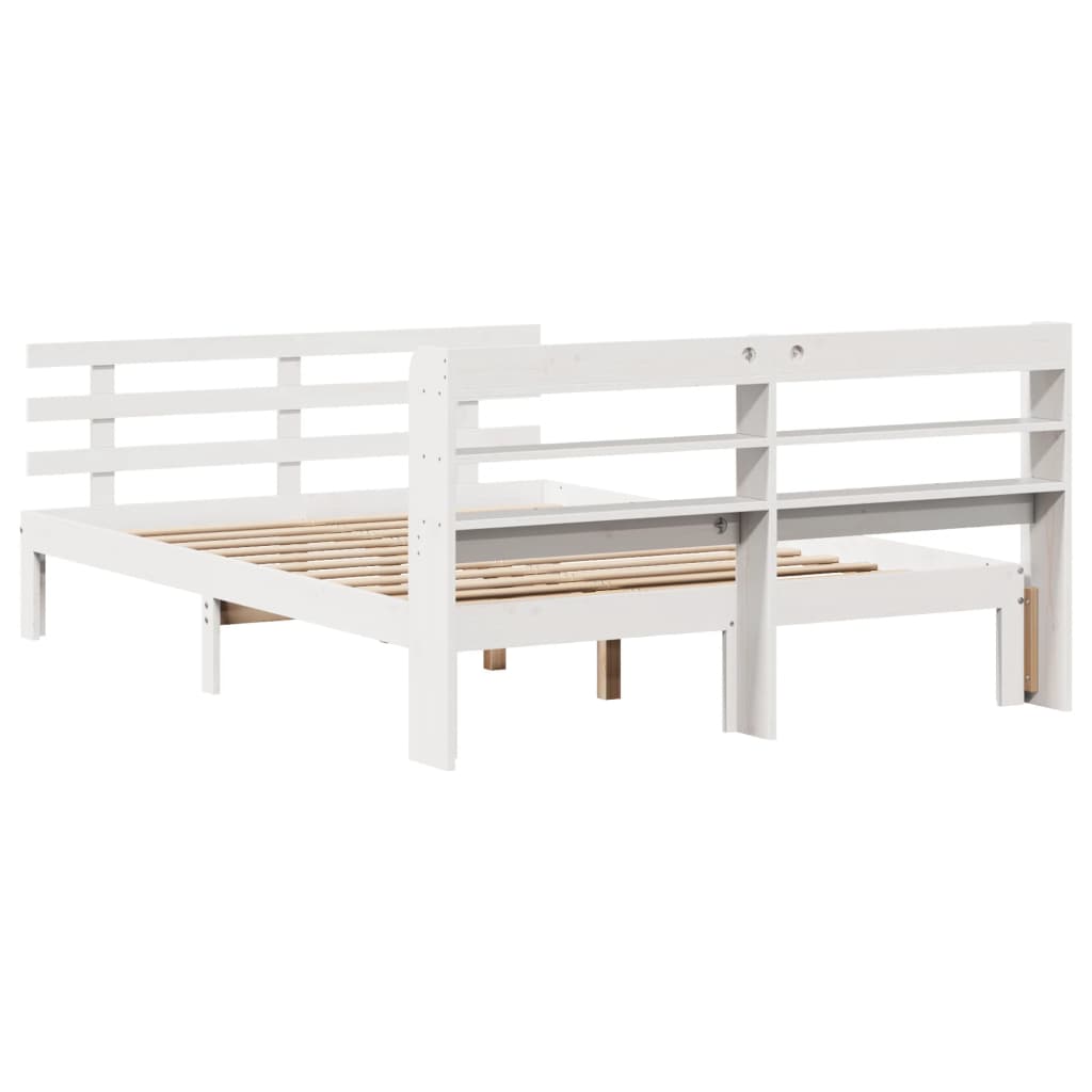 Bed Frame | White | Solid pine wood | Double | Bed Frame | Rectangular