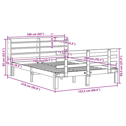 Bed Frame with Headboard without Mattress 150x200 cm King Size