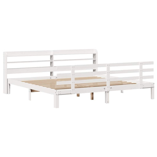 Bed Frame with Headboard without Mattress White 200x200 cm