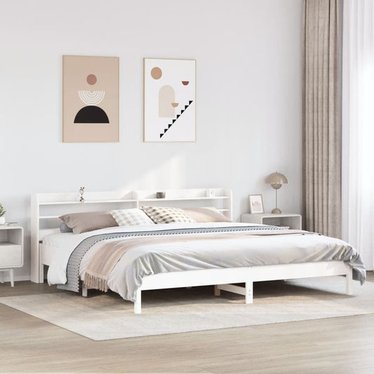 Bed Frame without Mattress White 200x200 cm Solid Wood Pine