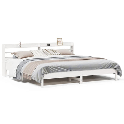 Bed Frame without Mattress White 180x200 cm Super King Solid Wood Pine