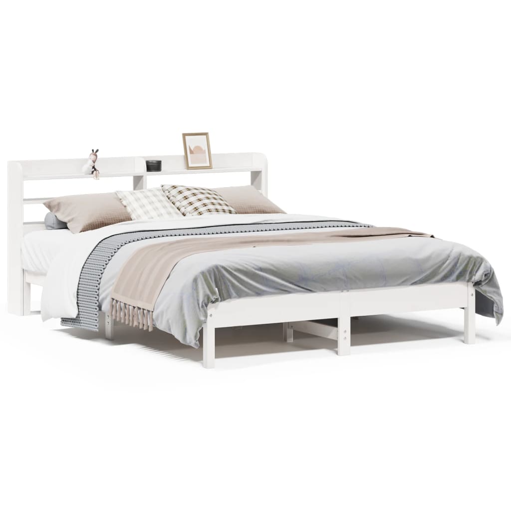 Bed Frame without Mattress White 160x200 cm Solid Wood Pine