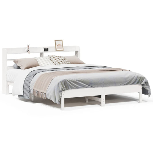 Bed Frame without Mattress White 160x200 cm Solid Wood Pine