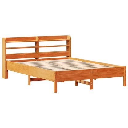 Bed Frame without Mattress Wax Brown 140x200 cm Solid Wood Pine