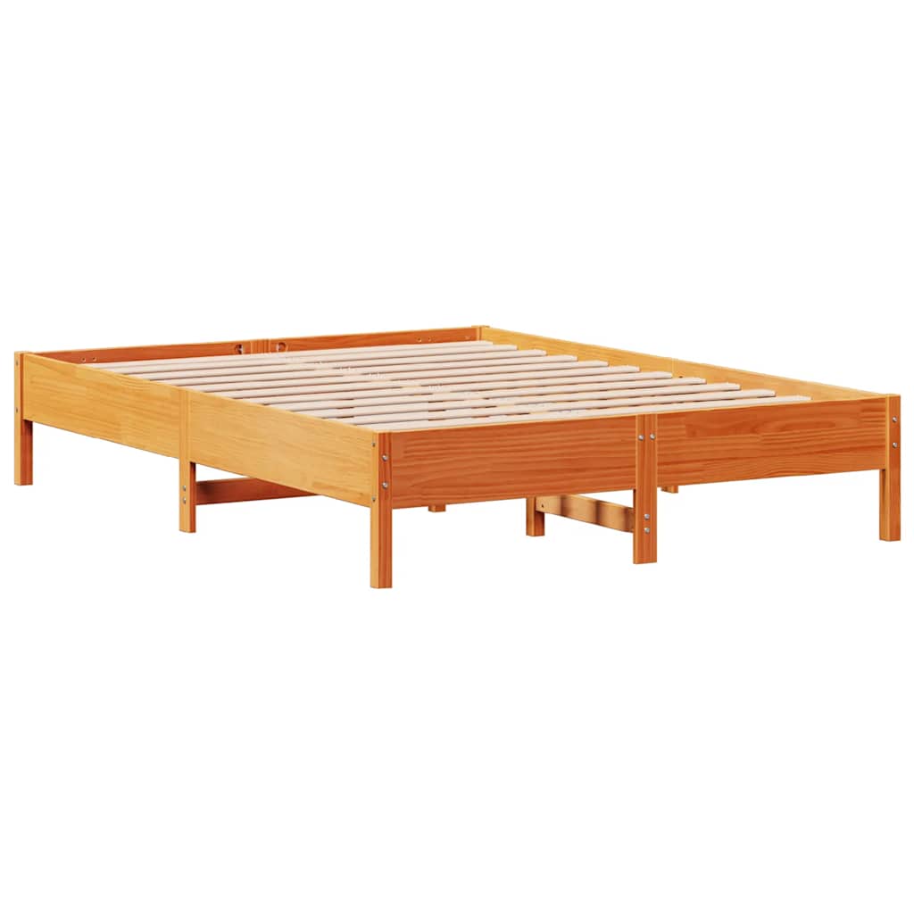 Bed Frame without Mattress Wax Brown 140x200 cm Solid Wood Pine
