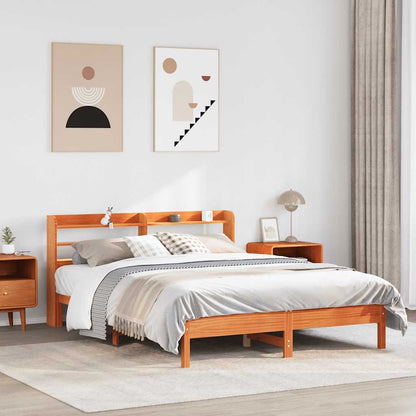 Bed Frame without Mattress Wax Brown 140x200 cm Solid Wood Pine