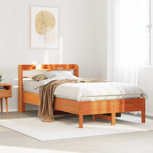 Bed Frame without Mattress Wax Brown 100x200 cm Solid Wood Pine