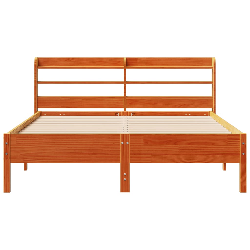 Bed Frame without Mattress Wax Brown 140x190 cm Solid Wood Pine